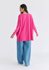 Wide Neck Oversized Lyocell Jersey Top in Hot Pink Back