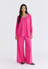 Wide Neck Oversized Lyocell Jersey Top in Hot Pink Front