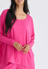 Wide Neck Oversized Lyocell Jersey Top in Hot Pink Closeup