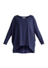 Wide Neck Oversized Lyocell Jersey Top in Navy Cutout