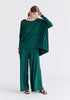 Wide Neck Oversized Lyocell Jersey Top in Green Front