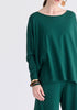 Wide Neck Oversized Lyocell Jersey Top in Green Closeup