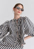 Tie Front Puff Sleeves Blouse