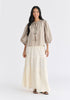 Tie Front Puff Sleeves Blouse