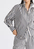 Striped Puff Sleeve Shirt with Ruffled Collar