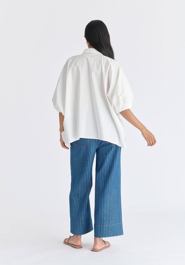 Metallic Button Details Oversized Blouse