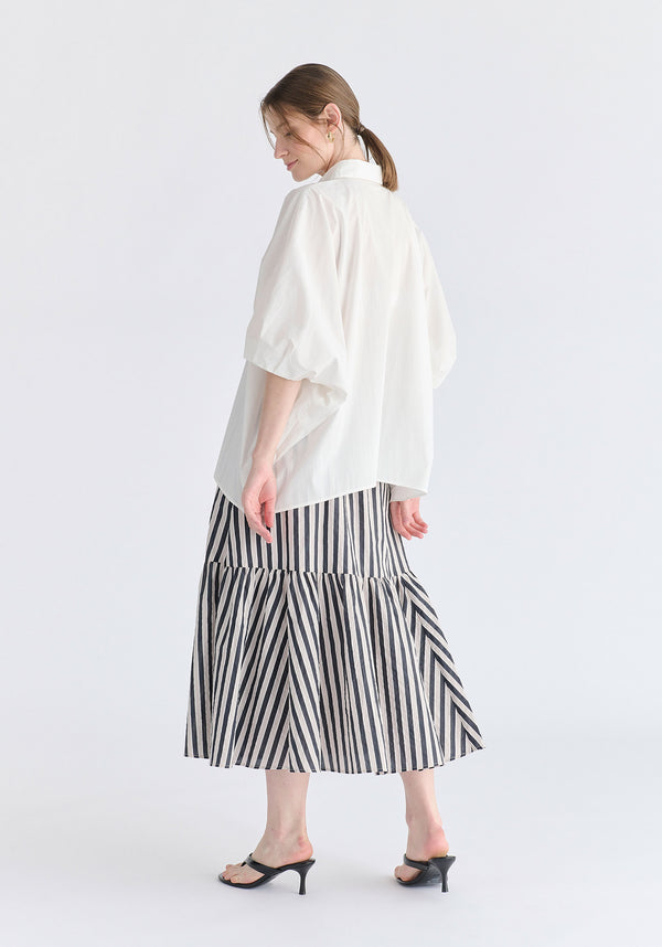 Metallic Button Details Oversized Blouse