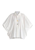 Metallic Button Details Oversized Blouse in White Cutout