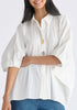 Metallic Button Details Oversized Blouse in White Cutout
