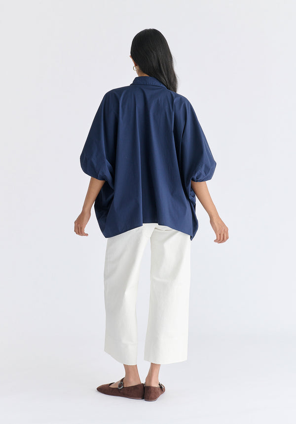 Metallic Button Details Oversized Blouse