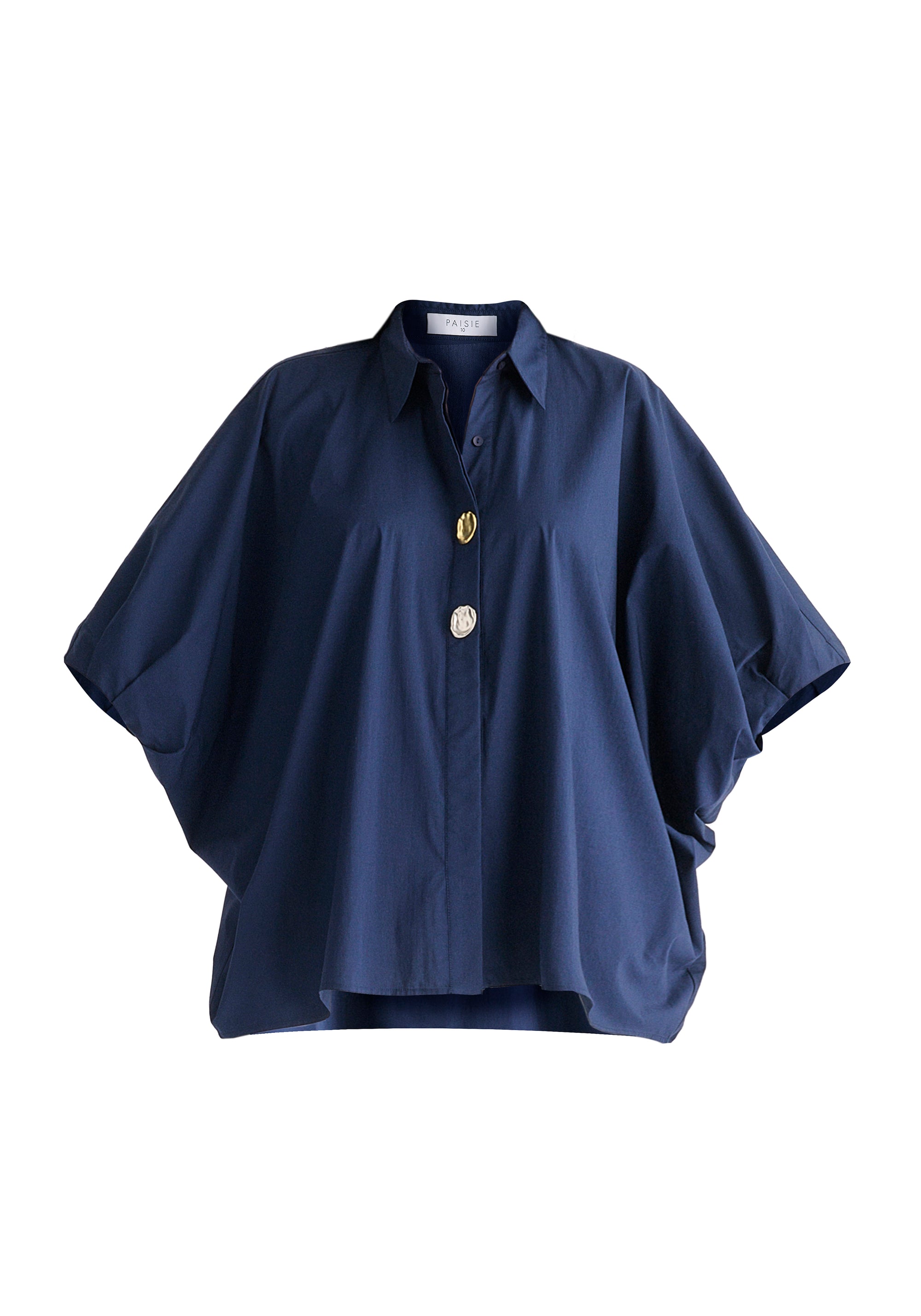 Metallic Button Details Oversized Blouse