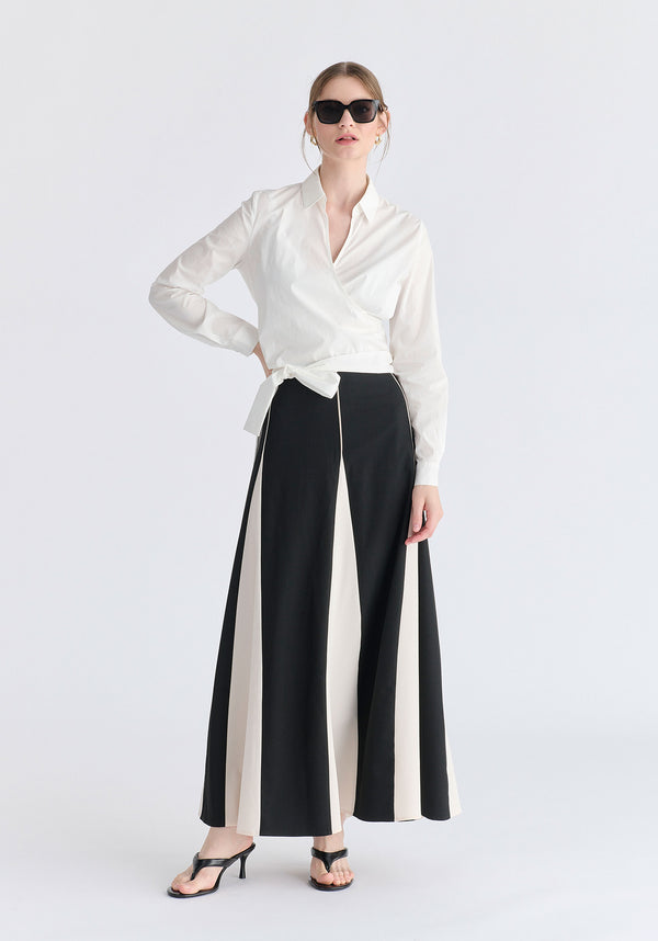 Side Tie Wrap Blouse in White Front