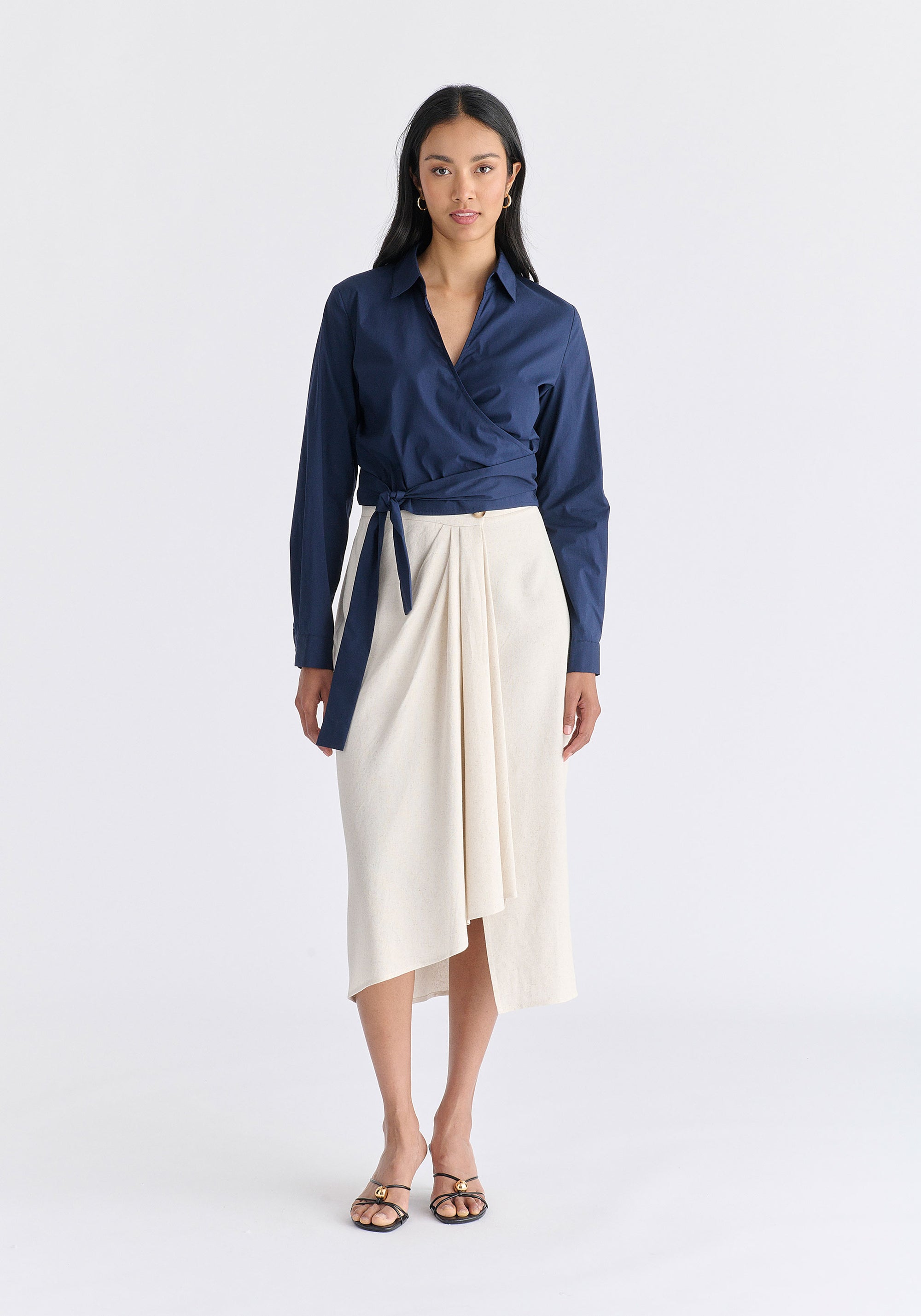 Side Tie Wrap Blouse