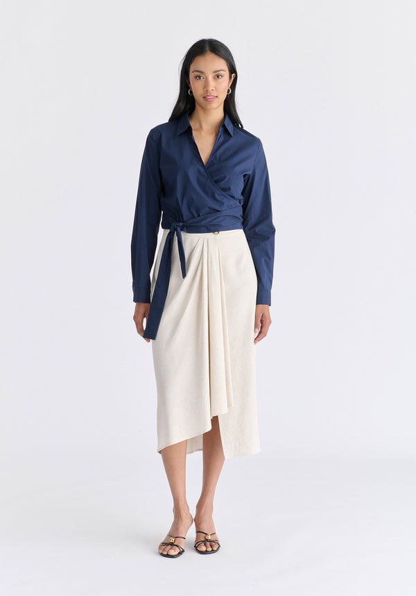 Side Tie Wrap Blouse