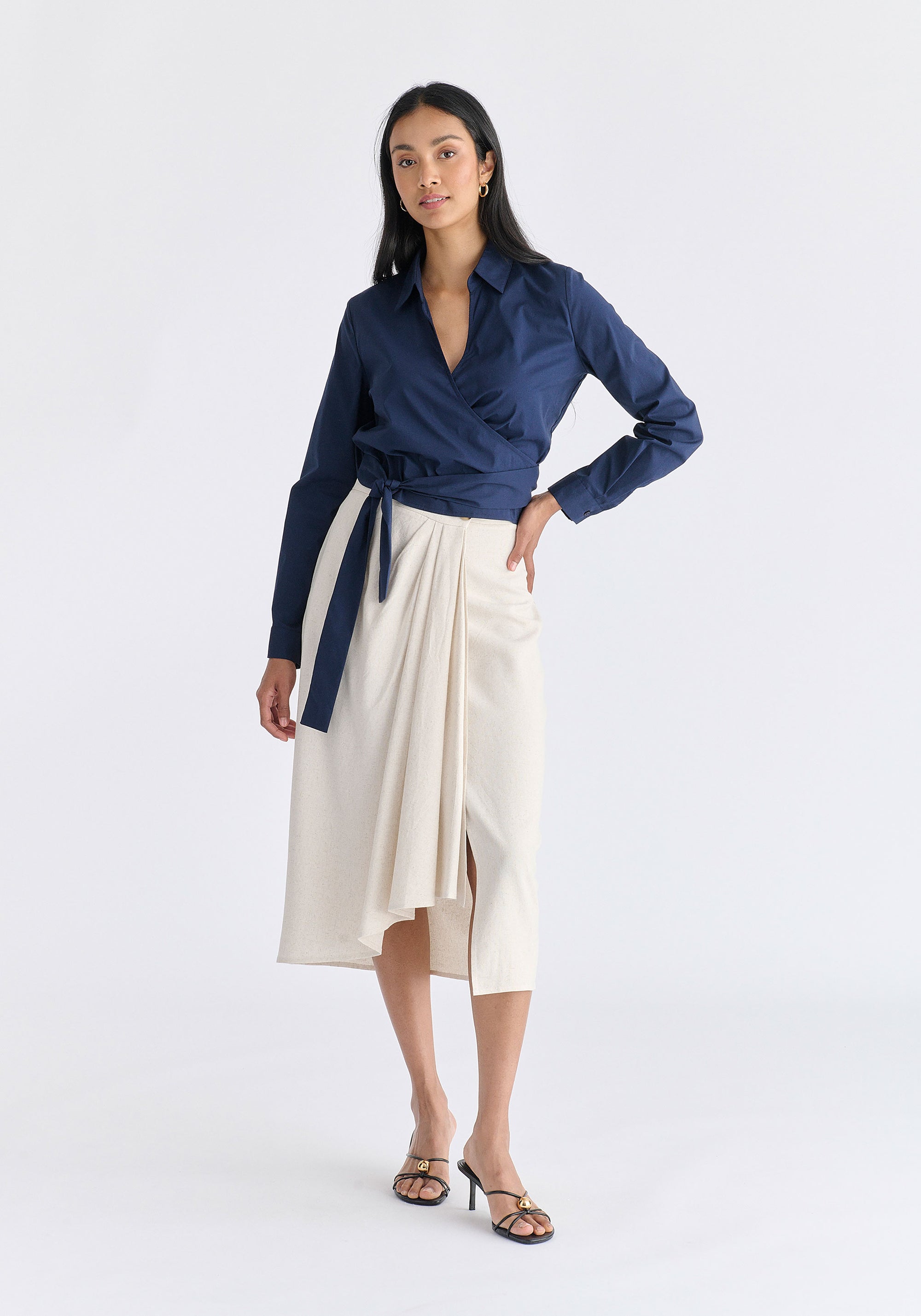 Side Tie Wrap Blouse