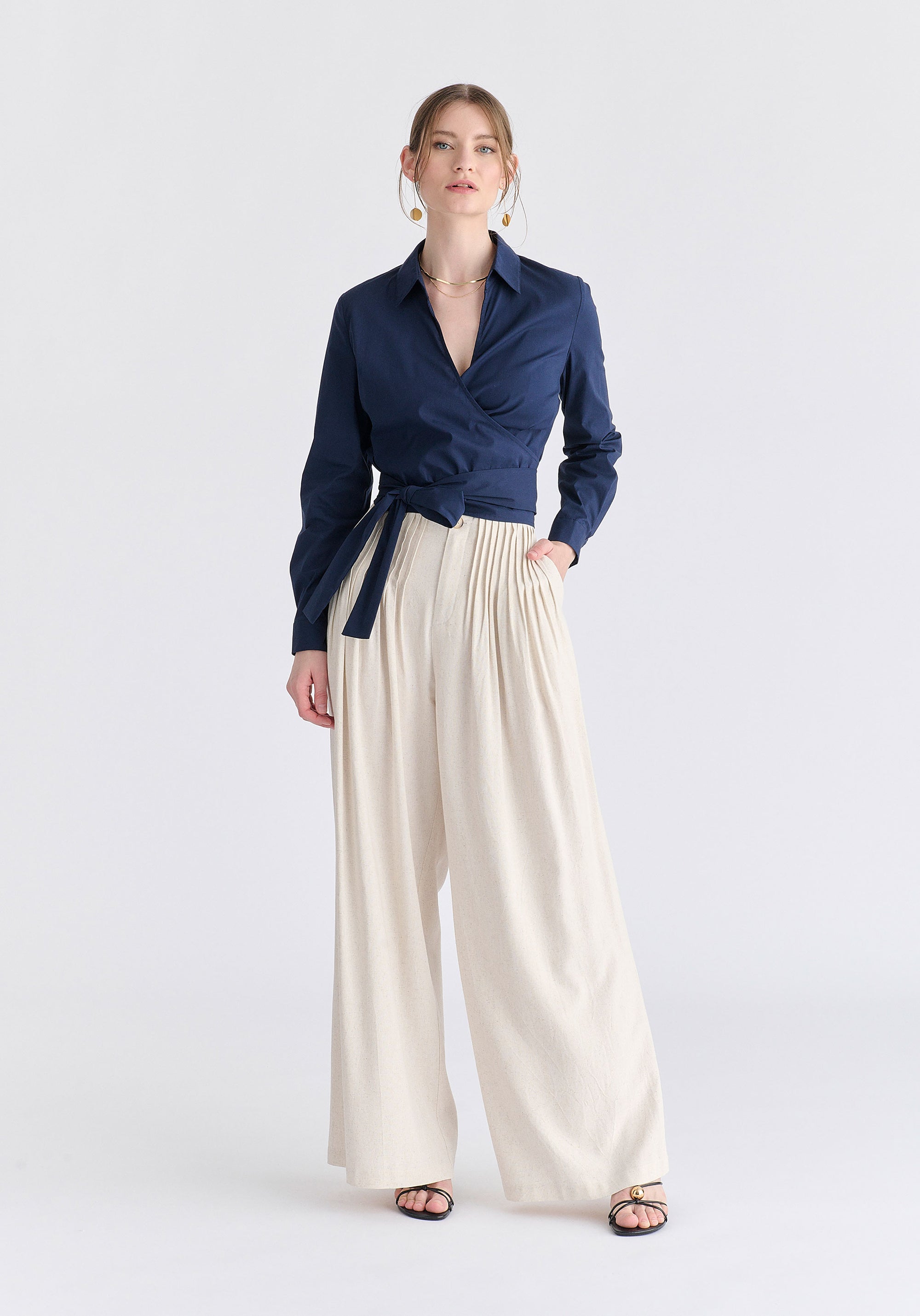 Side Tie Wrap Blouse