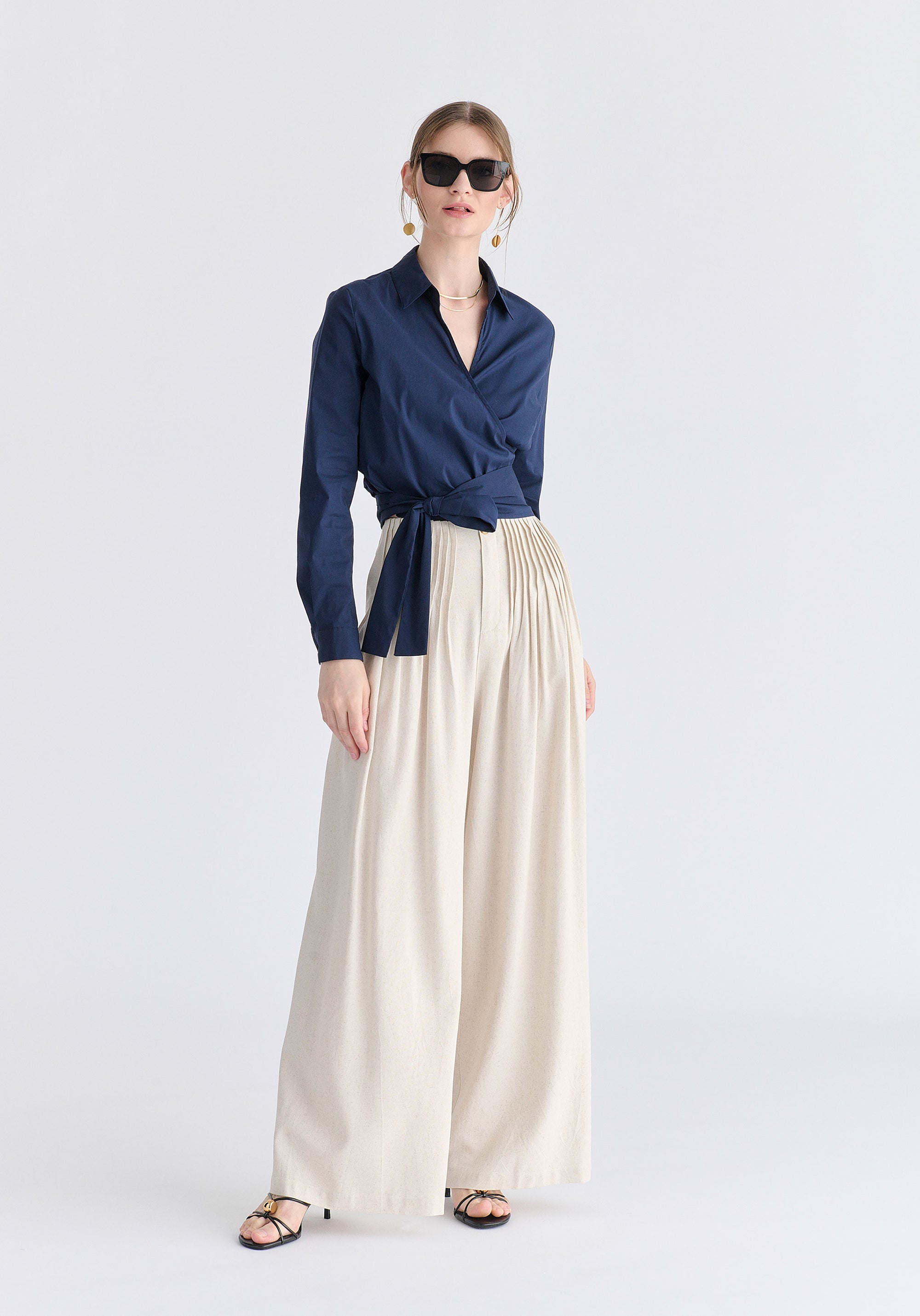 Side Tie Wrap Blouse