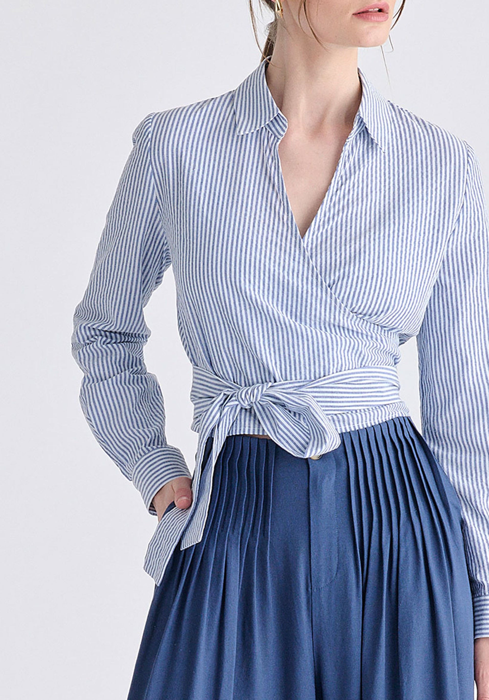 Side Tie Wrap Blouse