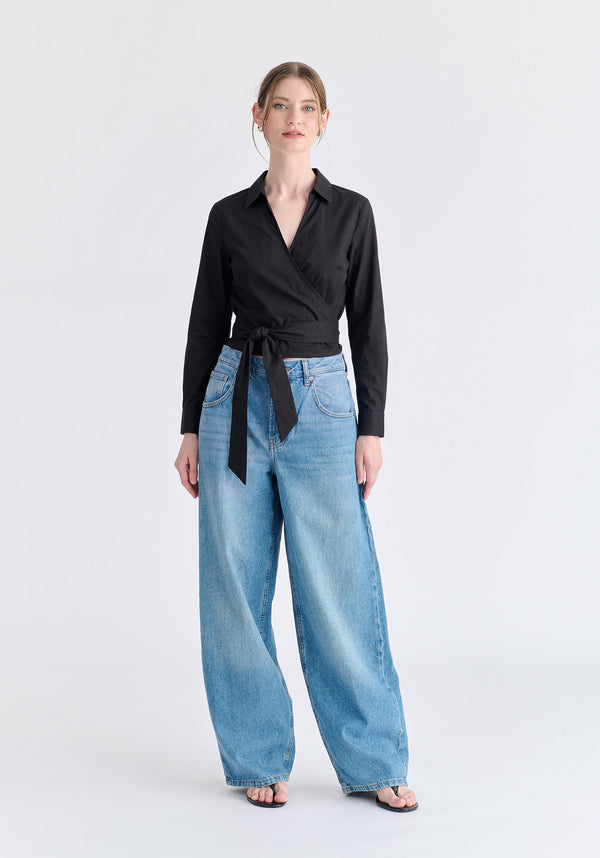 Side Tie Wrap Blouse