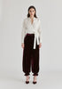 Split Collarless Wrap Top with Side-Tie Waist
