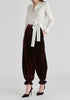 Split Collarless Wrap Top with Side-Tie Waist