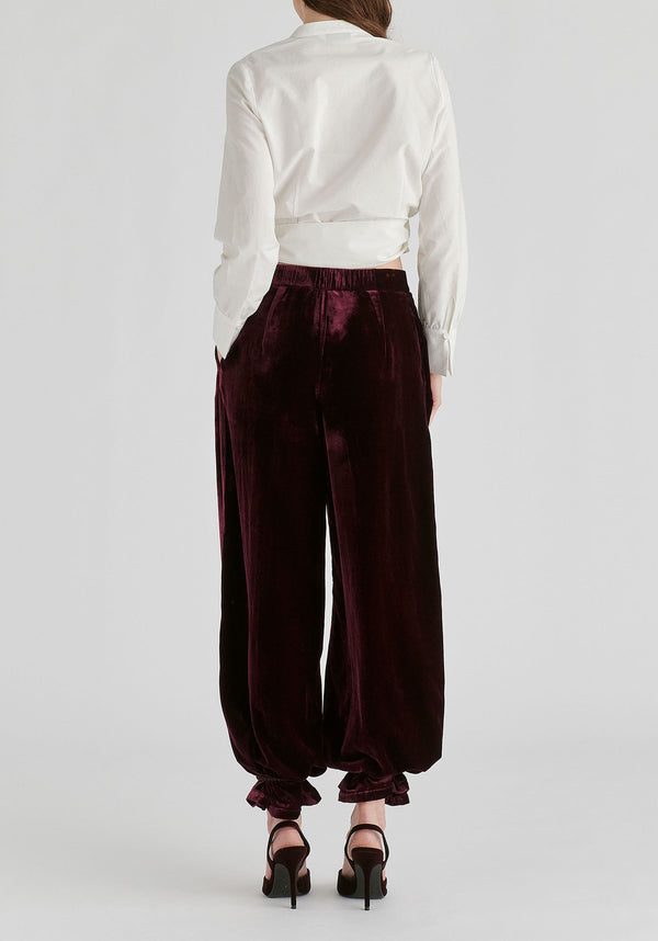 Split Collarless Wrap Top with Side-Tie Waist