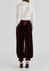 Split Collarless Wrap Top with Side-Tie Waist
