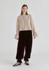 Ruffle Round Neck Blouse with Cinch Wrist Detail in Stripes