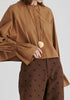 Ruffle Round Neck Blouse with Cinch Wrist Detail