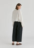 Ruffle Round Neck Blouse with Cinch Wrist Detail in White Back