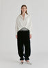 2-Piece Pleated Waist Shirt Set with Lace Cami Underlay in White Front