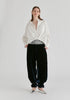 2-Piece Pleated Waist Shirt Set with Lace Cami Underlay in White Front