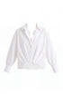 2-Piece Pleated Waist Shirt Set with Lace Cami Underlay in White Cutout