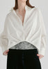 2-Piece Pleated Waist Shirt Set with Lace Cami Underlay in White Closeup