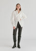 Sculptural Ruched Waist Shirt with Volume Sleeves