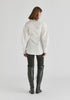 Sculptural Ruched Waist Shirt with Volume Sleeves