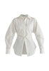 Sculptural Ruched Waist Shirt with Volume Sleeves