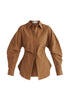 Sculptural Ruched Waist Shirt with Volume Sleeves