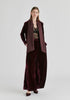 Velvet Tie-Front Jacket with Striped Contrast Panelled Collar in Wine Front