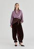 Ruffle Neck Lyocell Blouse with Smocked Cuffs