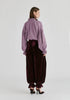 Ruffle Neck Lyocell Blouse with Smocked Cuffs
