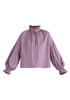 Ruffle Neck Lyocell Blouse with Smocked Cuffs