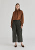 Ruffle Neck Lyocell Blouse with Smocked Cuffs