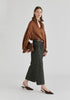 Ruffle Neck Lyocell Blouse with Smocked Cuffs