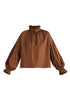 Ruffle Neck Lyocell Blouse with Smocked Cuffs