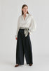 Ruffle Neck Lyocell Blouse with Smocked Cuffs