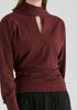 Convertible Scarf-Neck Lyocell Jersey Top with Ruched Waist