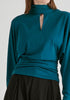 Convertible Scarf-Neck Lyocell Jersey Top with Ruched Waist
