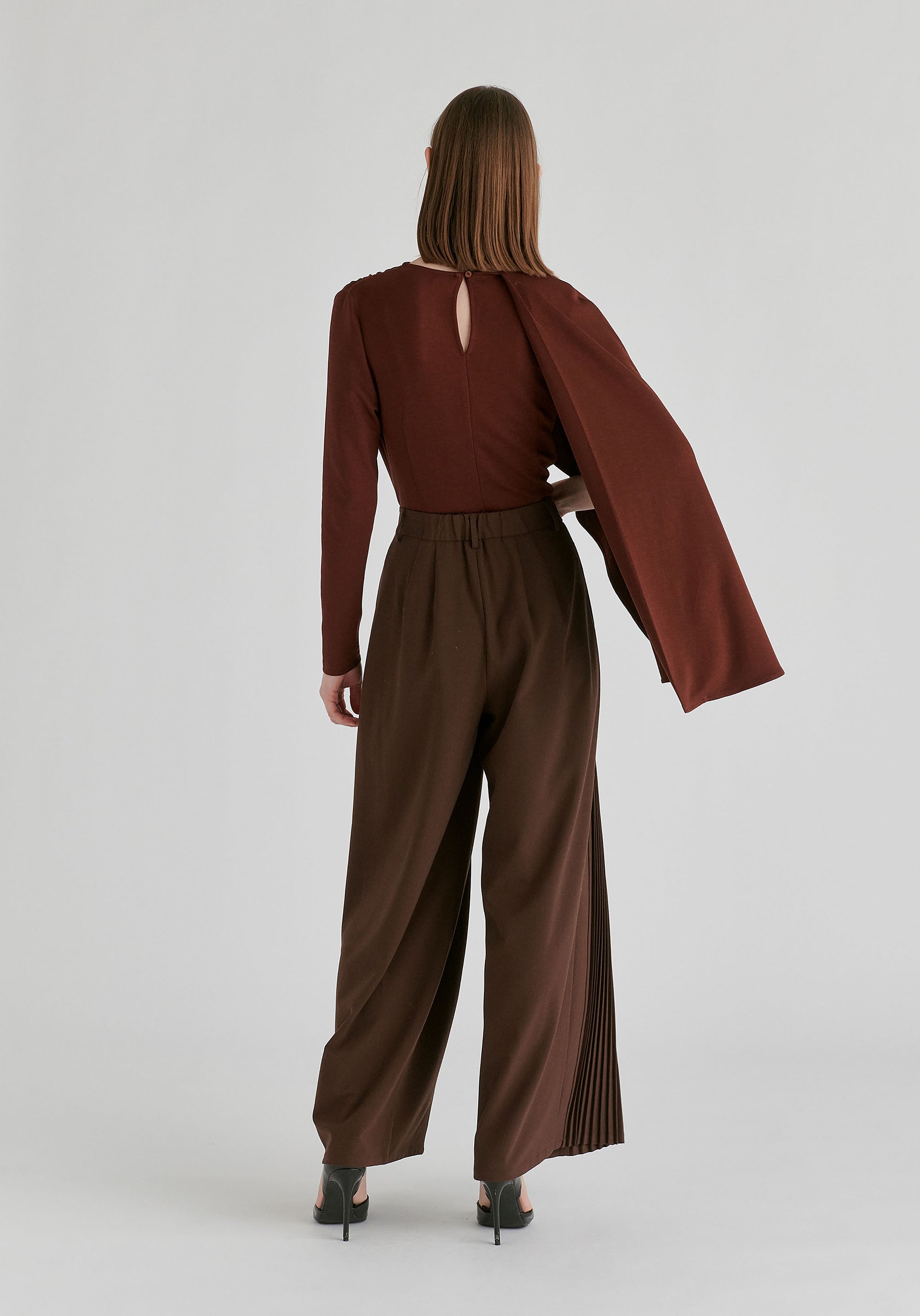 Asymmetrical Cape Sleeve Lyocell Jersey Top