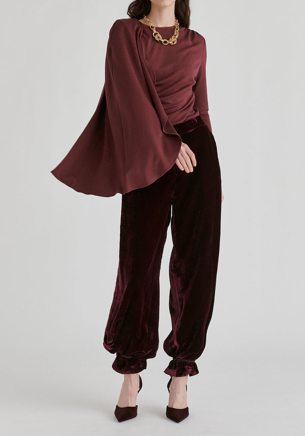 Asymmetrical Cape Sleeve Lyocell Jersey Top